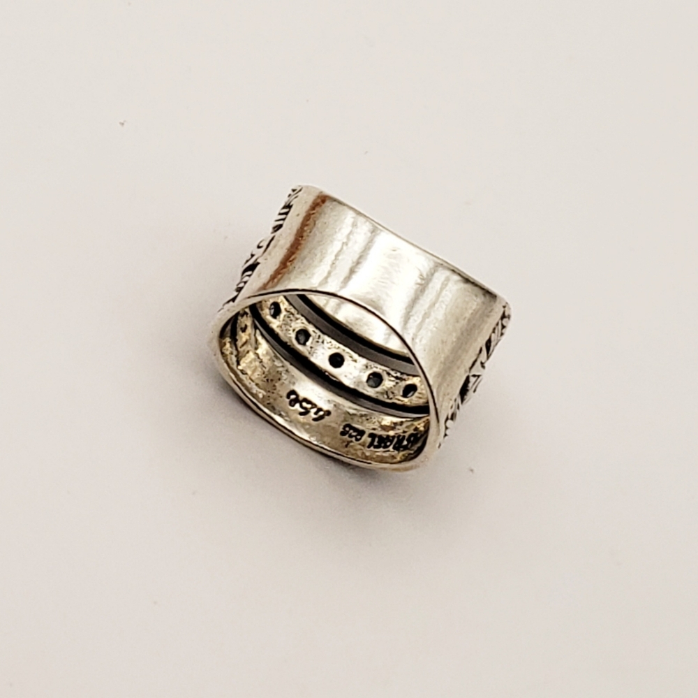 Didae Israel and Artisan 925 Sterling Silver Aqua Accented Wide Band Ring 8.25 - Picture 8 of 14
